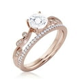 thumbnail image 3 of Dazzling Boho & hippie 1.75 Carat Round Cut Diamond Moissanite Classic Inspired Engagement Ring, Unique Twist Band Wedding Ring in 925 Sterling Silver With 18k Rose Gold Plating, One Matching Band, 3 of 3