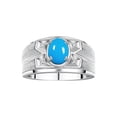thumbnail image 1 of RYLOS Men's Rings 14K White Gold Rings Classic Designer Style 8X6MM Oval Gemstone &  Diamond Ring Turquoise December Birthstone Rings For Men Size 10, 1 of 7