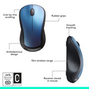 Logitech M310 Wireless Mouse, 2.4 GHz with USB Nano Receiver, 1000 DPI Optical Tracking, 18 Month Battery, Ambidextrous, Peacock Blue