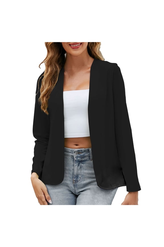 Cardigans for Women Elegant Vacation Work Dressy Dusters Lightweight Long Sleeve Open Front Blazers Business Casual Suit Jackets(Small,Black)