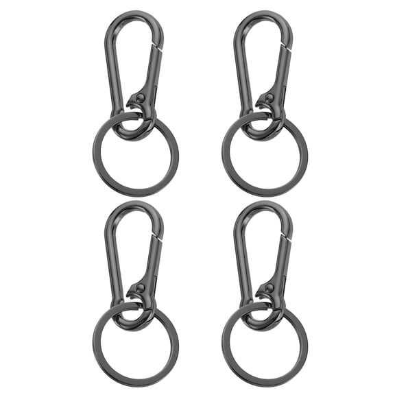 Uxcell Metal Keychain Keyring, 4 Pack Key Chain Ring Clip Sturdy Key Accessories Holder Organizer, Black