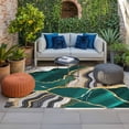 thumbnail image 2 of Green Marble Outdoor Rug for Patio/Deck/Porch, Non-Slip Large Area Rug 6 x 9 Ft, Grey Gold Texture Vintage Farmhouse Art Indoor Outdoor Rugs Washable Area Rugs, Reversible Camping Rug Carpet Runner, 2 of 8