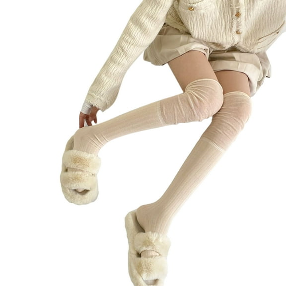 Women's JK High Knee Socks Lolita Vertical Stripes Thigh High Socks for Cosplay