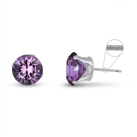 Genuine Amethysts Well Round 5mm 14k White Gold Genuine Amethyst 0.8 cttw Stud Earrings, February Birthstone ()