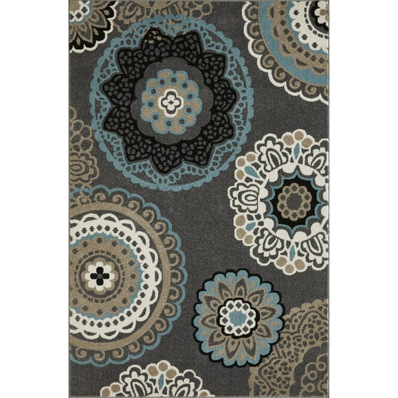 Loomaknoti Ohanzah Ovena 5' x 7' Blue Medallion Indoor Area Rug