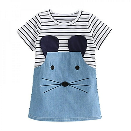 

Summer Baby Girl Clothes Dresses Cute Mouse Girl Children Clothing Kids Girls Dress Denim Kids Clothes Princess Dress