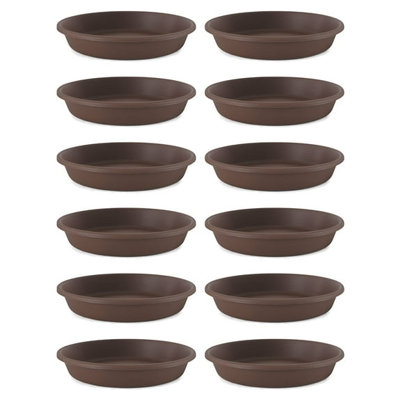 The HC Companies Classic 21" Plastic Round Pot Saucer, Brown (12 Pack)