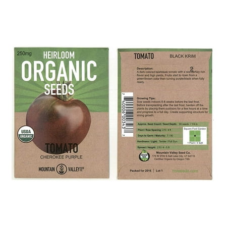 Tomato Garden Seeds - Cherokee Purple - 250 mg Packet - Non-GMO, Heirloom, Organic, Vegetable Gardening