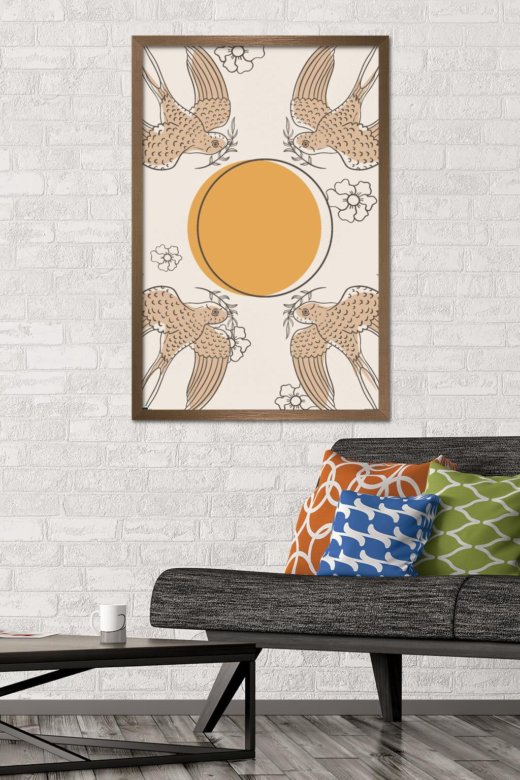 Birds Fly To The Sun Wall Poster, 22.375" x 34" Framed