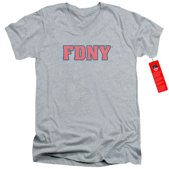 New York City Fdny Adult V-Neck T-Shirt 30/1 T-Shirt Athletic Heather