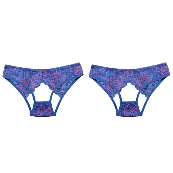 (2-Pack) Kcodviy Women's Summer Thin Lace Bikini Panties Pack Lace Hollow Ribbons Slip Dress Women Panties Thongs Pack All Previous Orders Womens Panties Bikini Cotton Pack
