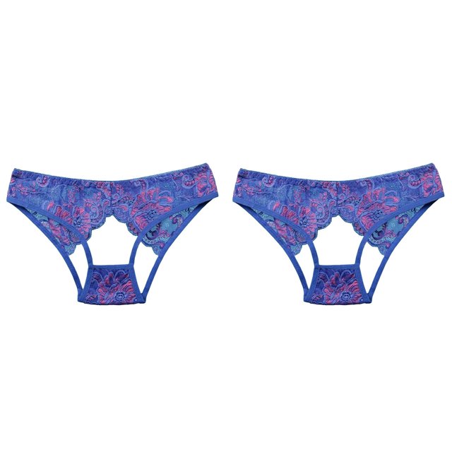 (2-Pack) Rinsvye Women's Summer Thin Womens Cotton Briefs without Elastic Leg Openings Lace Hollow Ribbons