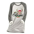 thumbnail image 1 of Tenues d'Hiver pour Femmes 2023 Tendance Col Rond Imprimé de Noël Léopard Patchwork Velours Chaud Manches Longues Hauts Décontractés Tenues d'Hiver pour Femmes en Liquidation, 1 of 4