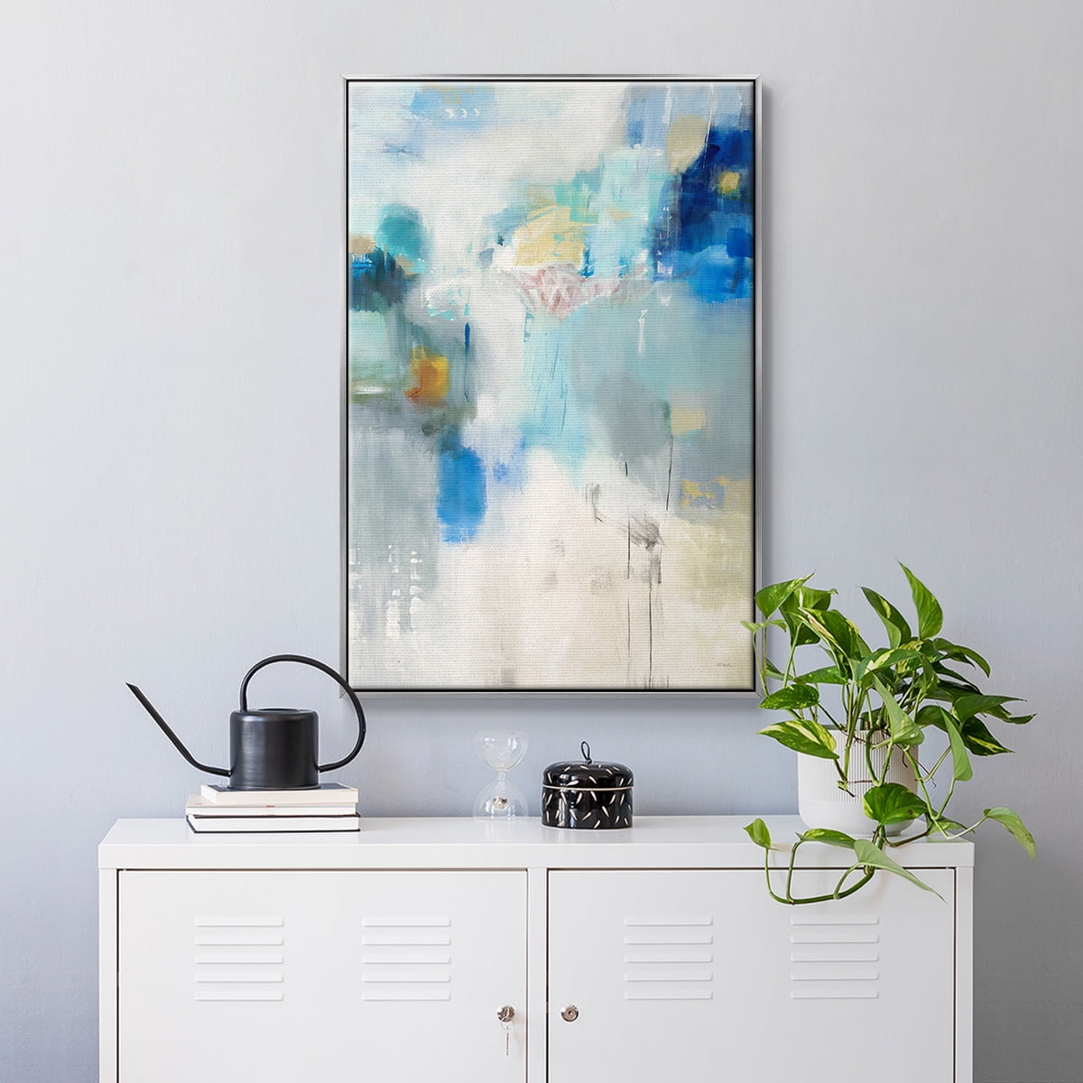 Celeste Motion I Framed Premium Gallery Wrapped Canvas - Ready to Hang - 17 x 25 - Silver Floating Frame