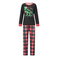 thumbnail image 2 of Michellecmm Family Matching Christmas Pajamas, LetterDinosaur Print Long-Sleeved Round Neck Tops + Plaid Pattern Trousers Sleepwear, 2 of 10