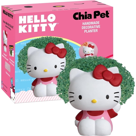 Chia Pet Hello Kitty with Seed Pack Decorative Pottery Planter Easy to Do and Fun to Grow Novelty Gift Perfect for Any Occasion