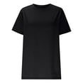 thumbnail image 5 of Lmnyox Summer T Shirt Womens Short Sleeve Solid Color Fashion Tee Shirt Dropped Shoulder Crew Neck Loose Shirts, 5 of 5