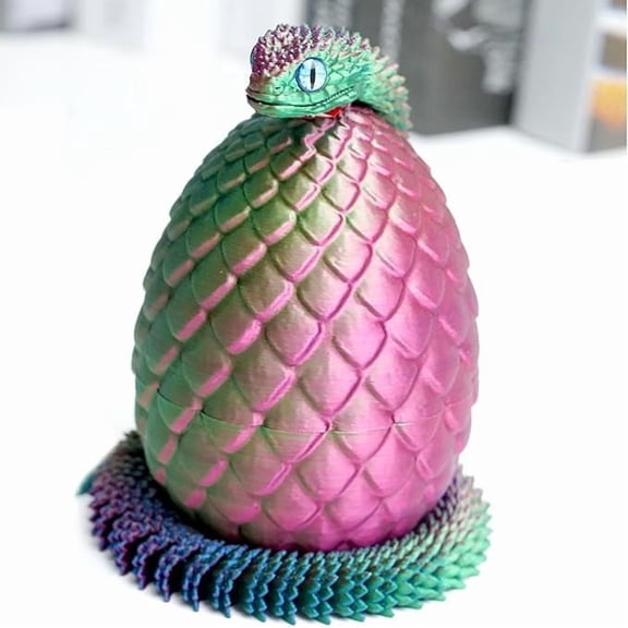 3D Printed Snake and Egg Models,Flexible Joint Animal lacertid Figurines, 3D Printing Stuff Cheap,Stress Relief, Fidget restlessness, ADHD Toys, Surprise Fantasy Gifts (Snake)