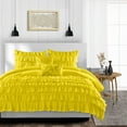 thumbnail image 1 of Duvet Cover 3 Piece Egyptian Cotton Cozy & Super Soft 600 TC Multi Ruffle Duvet Covers with Zipper Closure & Corner Ties Soft Comforter Cover (Super King Plus, Yellow ), 1 of 4