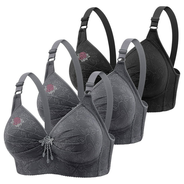 Kovlvoll 3pc Plus Size Bras for Women No Underwire High Support Full Coverage Comfy Bra with Strap Adjustable