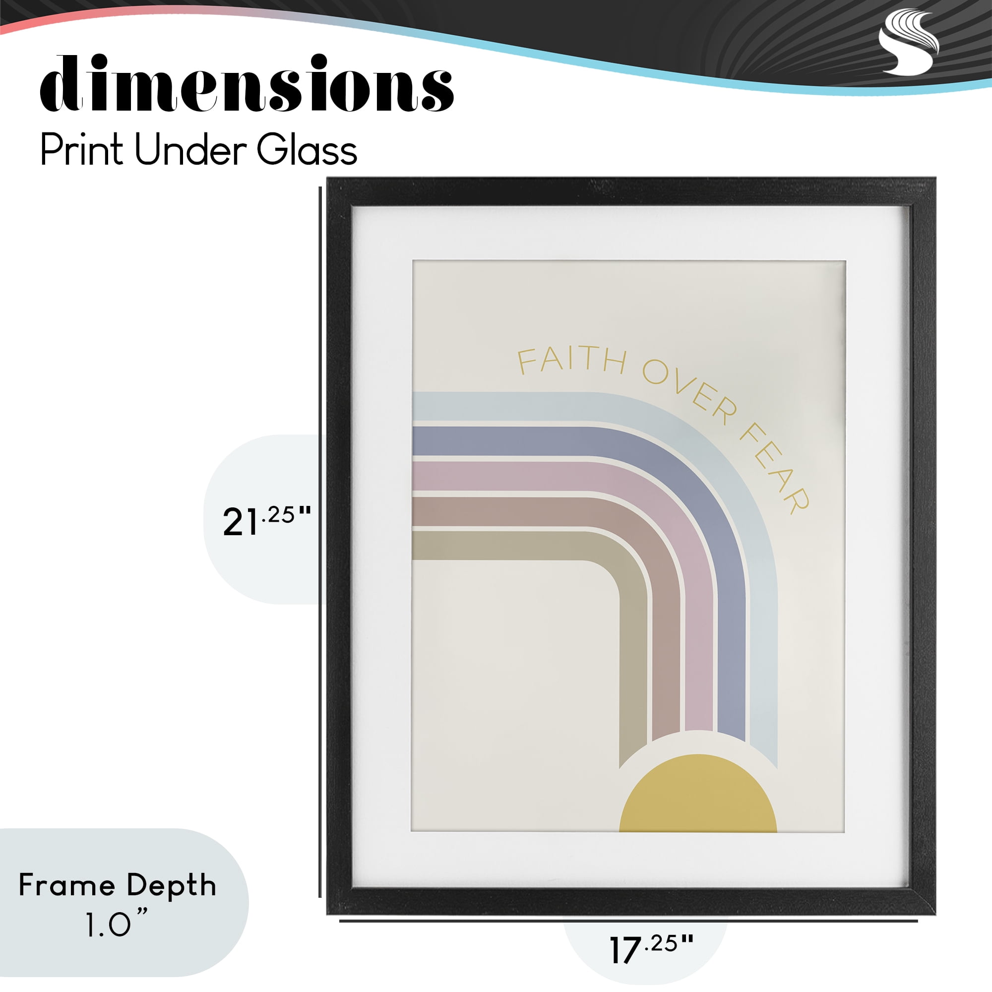 Stupell Industries Faith Over Fear Rainbow Black Framed Print Under Glass, design by SD Graphics Studio