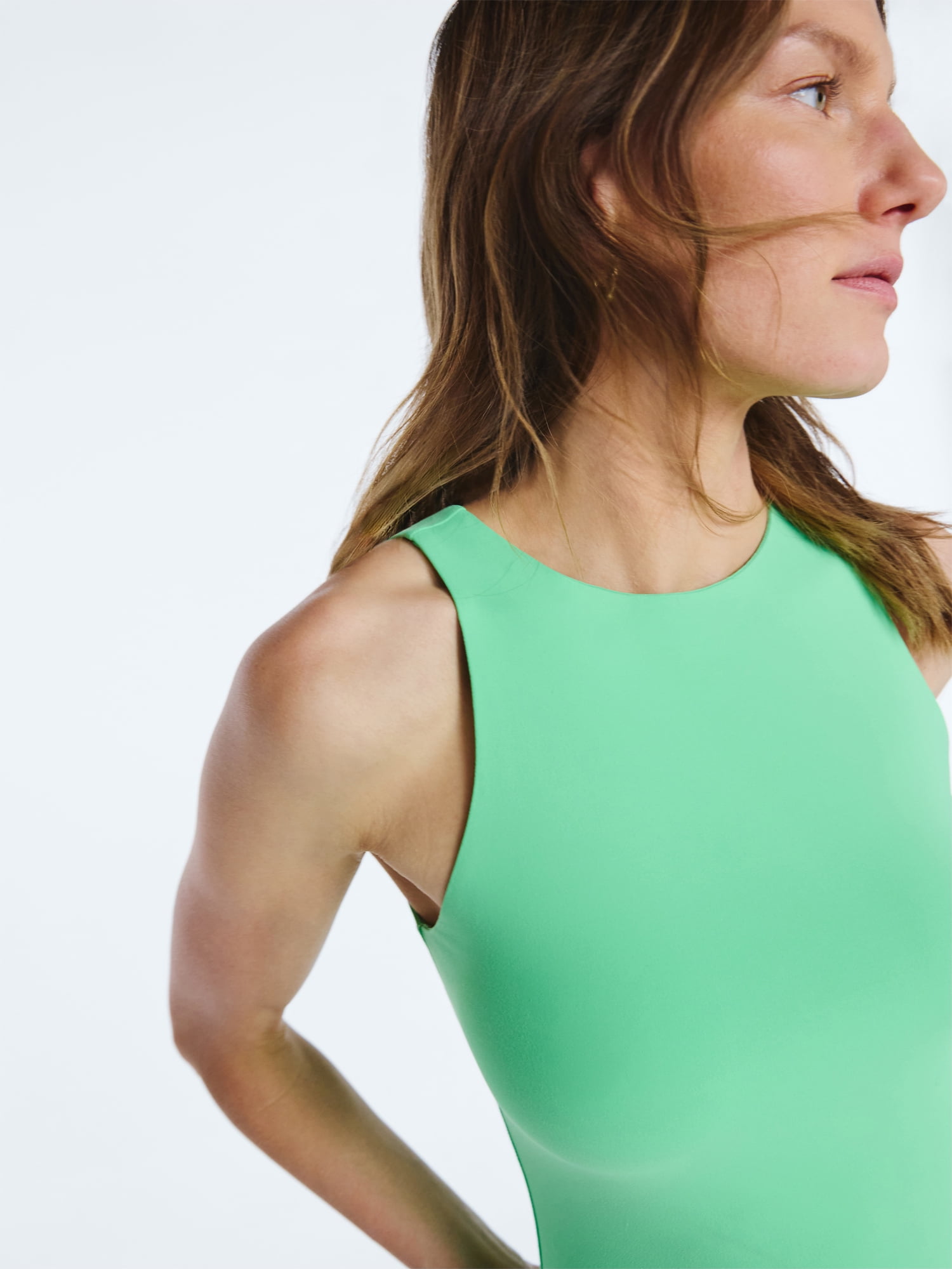 Scoop Women's Sleeveless High Neck Contour Top, Sizes XS-XXL