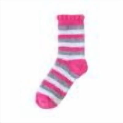 Soft Fuzzy Striped Crew Socks for Unisex,Warm Fleece Lined Cozy Socks for Indoor Winter and Sleep Wear Hot Pink