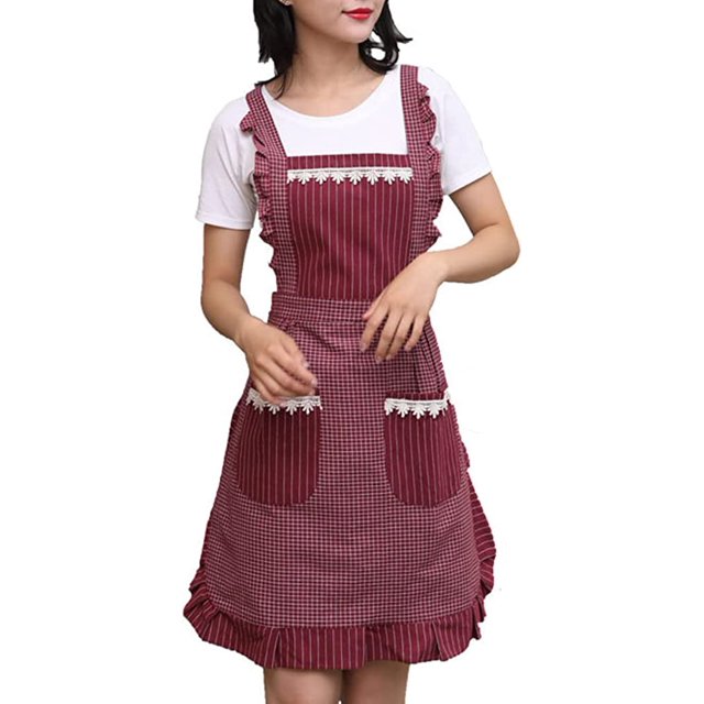 Lindo delantal para mujer con bolsillos, cómodo delantal de cocina, por