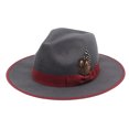 thumbnail image 2 of XIAOCHA Womens Ribbon‑Feather Fedora Hat Solid Wide‑Brim Hat Outdoor Festival Hat,Grey, 2 of 8