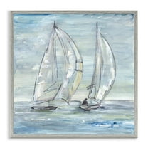 Stupell Industries Windswept Sailboat Duo Nautical & Beach Painting Gray Framed Art Print Wall Art, 24 x 24