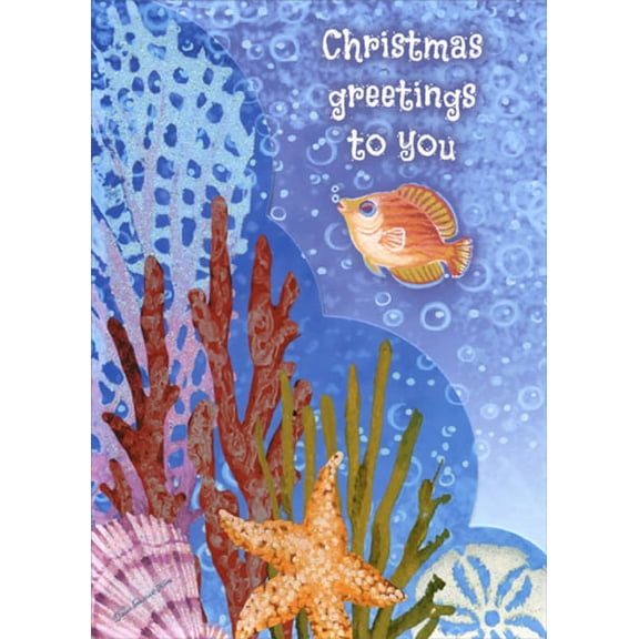 LPG Greetings Holiday Sea Life : Liz Goodrick-Dillon Die Cut Christmas Card (1 card/1 envelope)