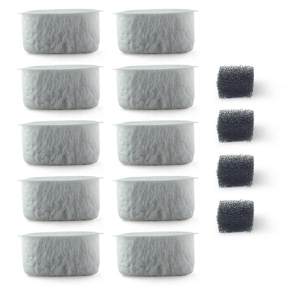PET STANDARD Replacement Water Filter & 4 Pack Replacement Pre-Filter Sponges Compatible With WOPET® 67oz/2L Automatic Pet Fountain W300, W300B, W500, Pack of 10