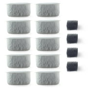 PET STANDARD Replacement Water Filter & 4 Pack Replacement Pre-Filter Sponges Compatible With WOPET 67oz/2L Automatic Pet Fountain W300, W300B, W500, Pack of 10