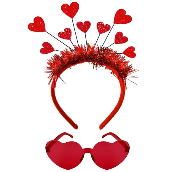 ChristmaxStore Diadema con forma de corazón para el día de San Valentín, diadema con corazones rojos, diadema para fiesta de San Valentín, accesorios de boda