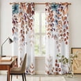 thumbnail image 4 of Brown Eucalyptus Fall Kitchen Curtains 84 Inch Length, Botanical Weeping Leaves Pastoral Grommet Top Bedroom Living Room Curtains, Light Filtering Cafe Curtain Drapes 2 Panels Set 84''x84'', 4 of 9