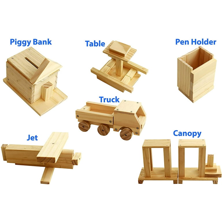 Kraftic Woodworking Building Kit for Kids and Adults 3 Educational DIY Carpentry Construction Wood Model Kit Toy Projects for Boys and Girls - Build