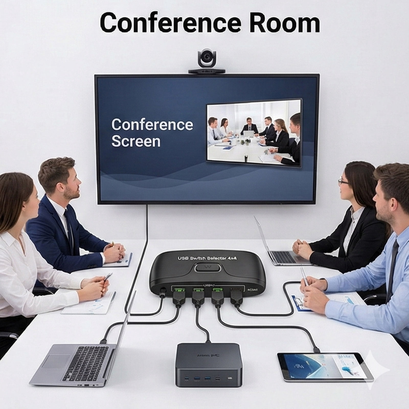 4 Port USB KVM Switcher for Shared Access to Keyboard on Multiple Computers Ensuring Compatibility