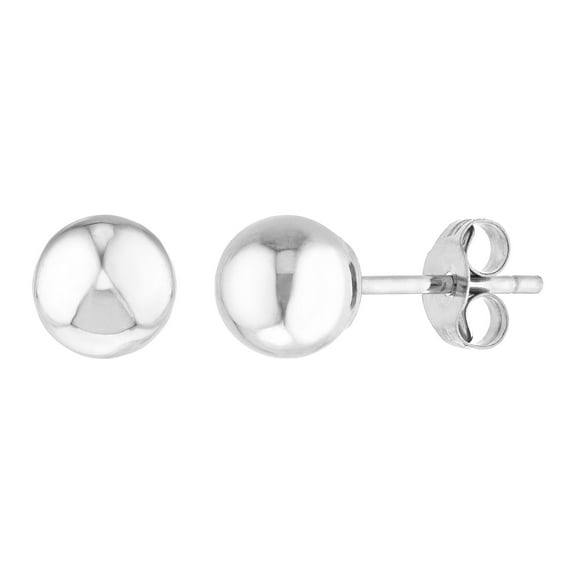 Honey Crush Real 14K White Gold Polished Ball Stud Earrings(Width 5mm)