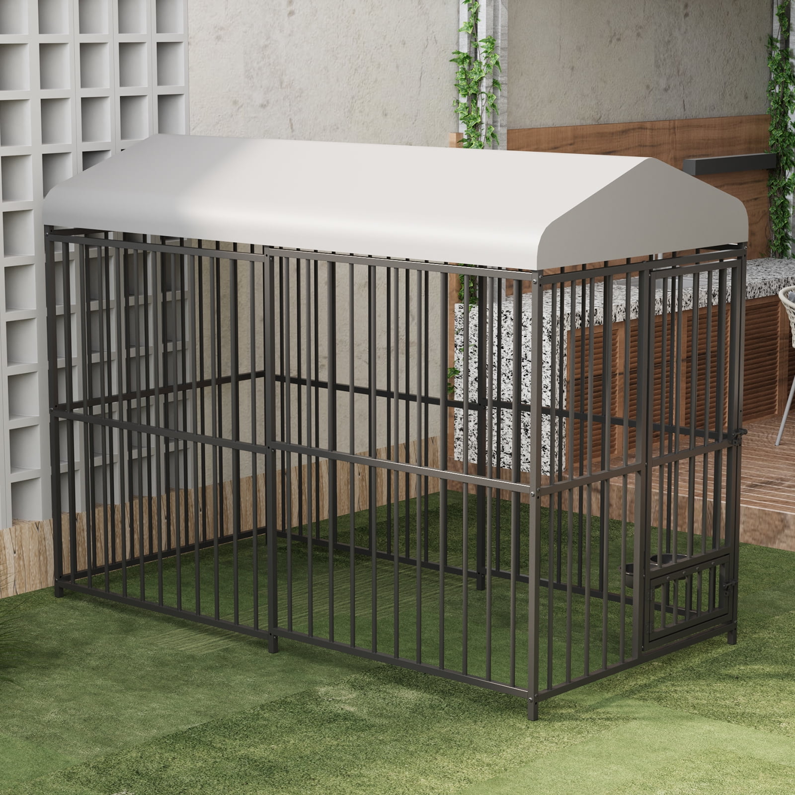 MAROUTE 8 x 4 x 6 FT Outdoor Dog Kennel for Small/Medium Dogs, Small Dog Kennel Outside with Lock, Dog Enclosures with UV-Resistant Waterproof Roof Cover for Outside