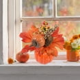 thumbnail image 5 of Handmade Fall Pumpkin Centerpiece with Maple Leaves and Berries, Autumn Tabletop Decor for Thanksgiving, Halloween, and Harvest Home Decorations, 5 of 6