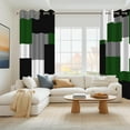 thumbnail image 2 of Black Grey Green Blackout Curtains for Living Room,Abstract Geometric Thermal Insulated Curtains,52x96 Inch,Set of 2, 2 of 7