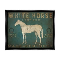 Stupell Industries White Horse Bourbon Vintage Sign Graphic Art Jet Black Floating Framed Canvas Print Wall Art, Design by Ryan Fowler