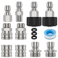 thumbnail image 1 of HLONK 10Pcs Pressure Washer Adapter Set Stainless Steel Pressure Washer Quick Connect Fitting M22-14 to 3/8inch Quick Disconne, 1 of 10