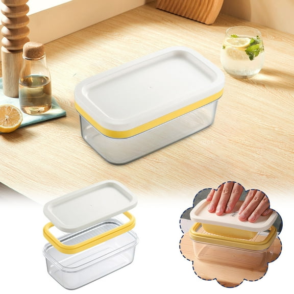 Large Airtight Butter Container with Cutter - Easy-to-Cut Butter Storage Box for Fridge, Leak-Proof Plastic Butter Dish with Built-In Slicer for Kitchen Use