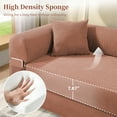 thumbnail image 6 of VFD 3-Seat Convertible Sleeper Sofa Bed with 2 Pillows, Teddy Sofa Corduroy Folding Mattress Couch, No Assembly Required Floor Sofa Lounge Boneless Couch for Living Room Bedroom, Pink, 6 of 9