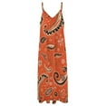 thumbnail image 4 of Orange Paisley Pattern Black Accents Floral Design Sleeveless Dress Woman Fashion Long Dresses Women's Summer Suit Dress Summer 2025 Women, 4 of 7