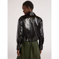 thumbnail image 6 of Scoop Women’s Crinkle Faux Patent Leather Cropped Bomber Jacket, Sizes XS-XXL, 6 of 7
