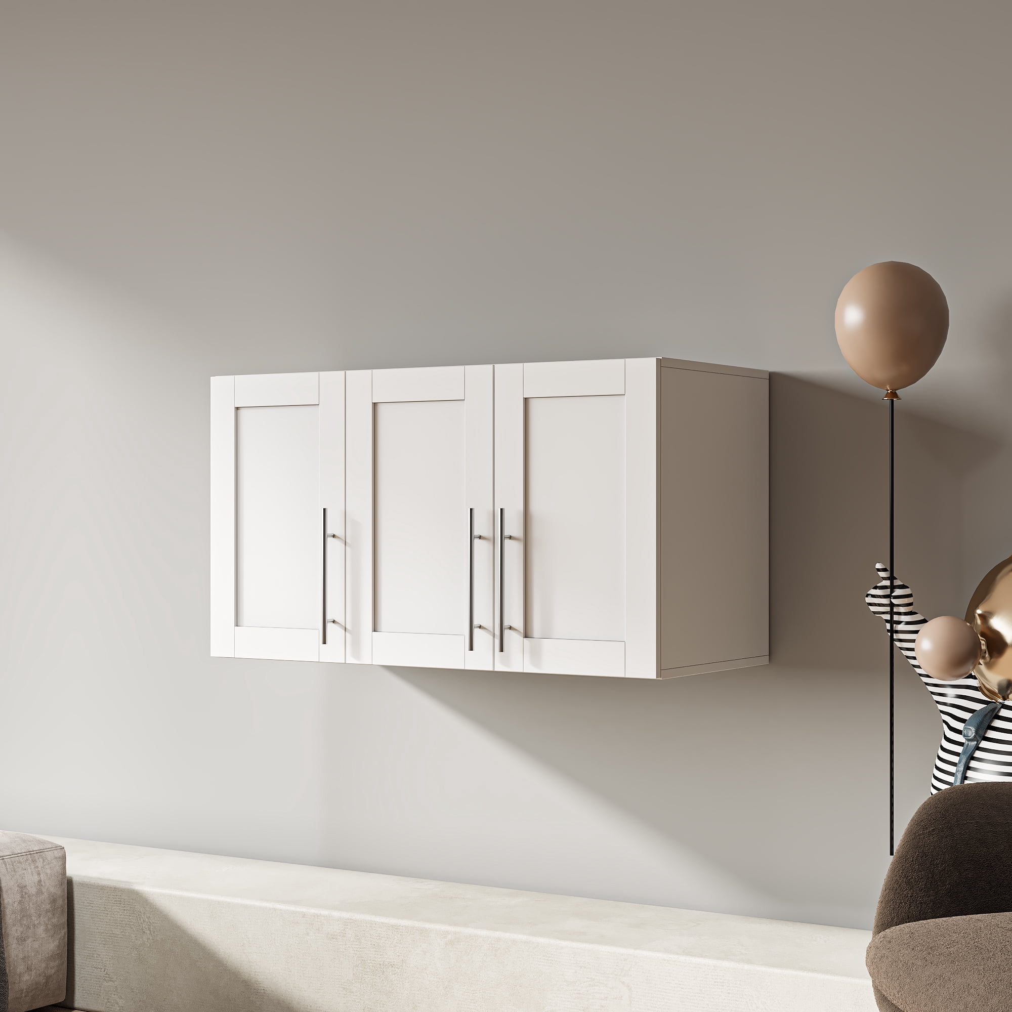 TV Stand Media Console with Open Shelves & Storage Cabinet, Entertainment Center, White