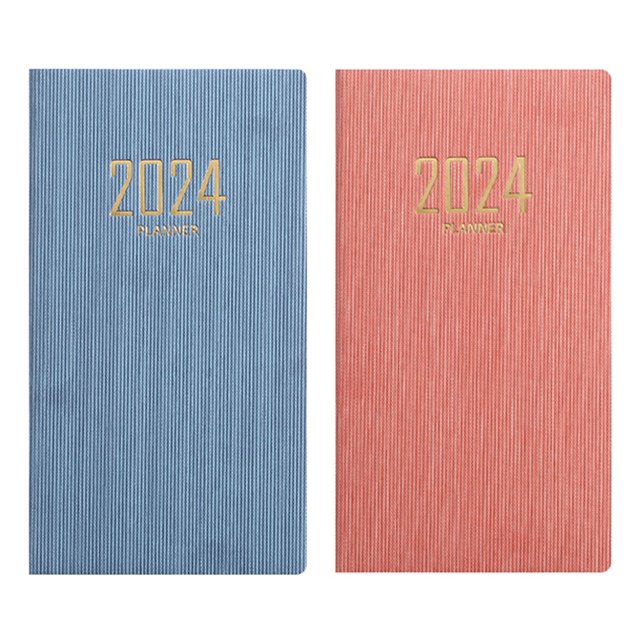 Planificador 2024, 12 Meses (de Enero 2024 a Diciembre 2024) Calendario Pequeño 17,3x9,6cm, Diario Semanal y Mensual, 2 uds
