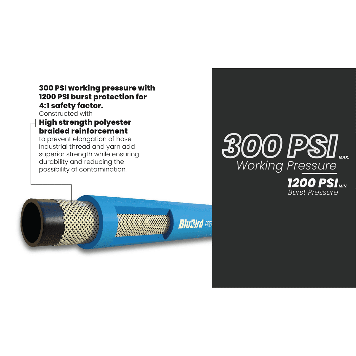 BluBird BB3815 Rubber Air Hose 3/8" x 15 ft